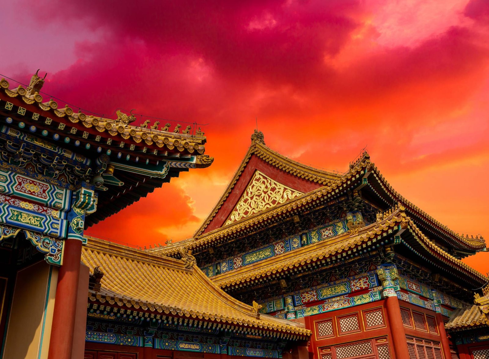 Painted roofs and eaves of the Forbidden City, Beijing